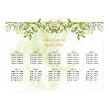Poster Mariage Botanique Vert et Cristaux d'or