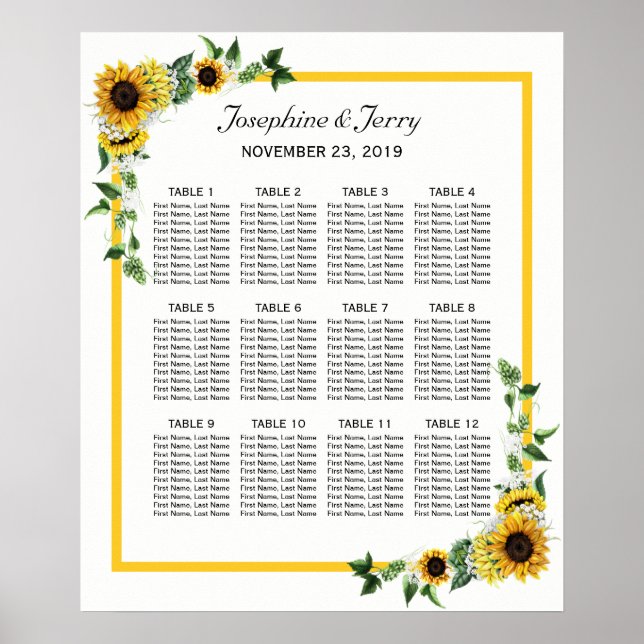 Poster Mariage campagnard de tournesol d'automne (Devant)