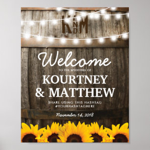 Poster Mariage campagnard rustique   Lumières de chaînes 