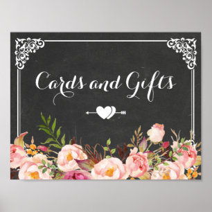 Poster Mariage Cartes et Cadeaux   Vintage Chalkboard Flo