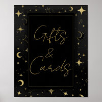 Mariage Céleste Lune Étoiles Noir & Or