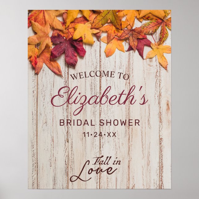 Poster Mariage champêtre : Fête de mariage en bois Feuill (Devant)