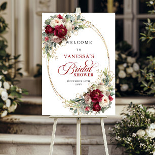 Poster Mariage Classique Bourguignon Fleurs : Bienvenue
