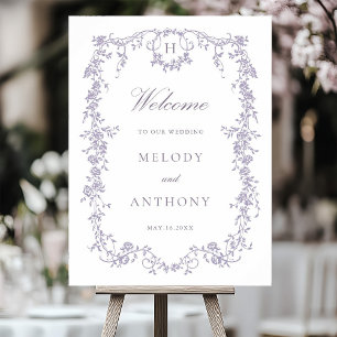 Poster Mariage classique floral lavande française de bien