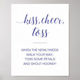 Poster Mariage Confetti bleu marine Kiss chess Toss Flowe
