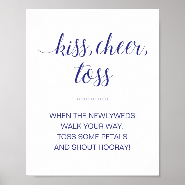 Poster Mariage Confetti bleu marine Kiss chess Toss Flowe (Devant)