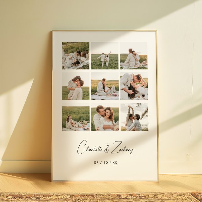 Poster Mariage Couple Personnalisé Collage Photo Minimali (Créateur téléchargé)