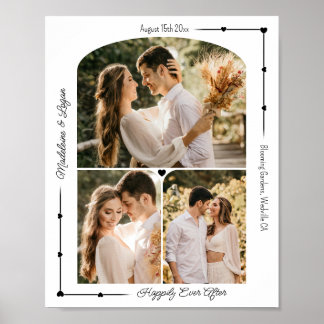 Poster Mariage Couple Photo personnalisée Collage Coeurs 