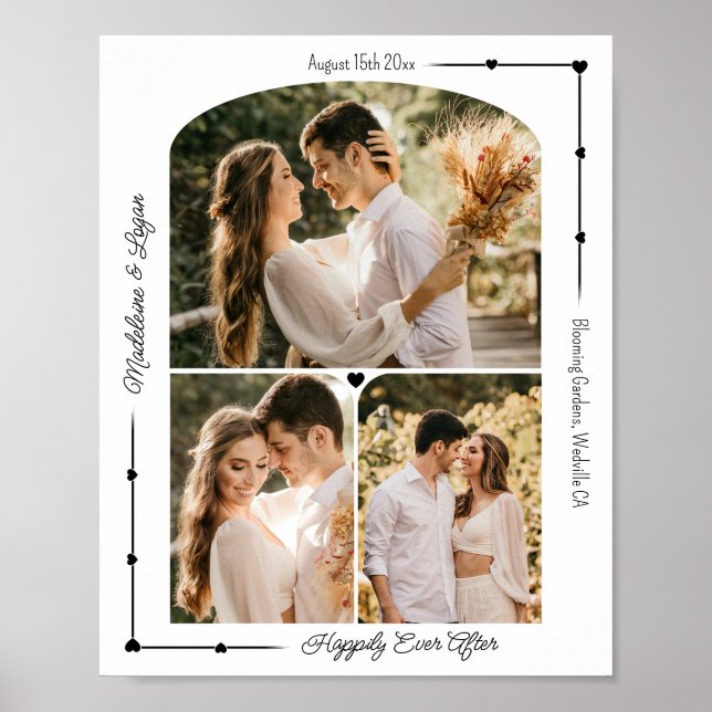 Poster Mariage Couple Photo personnalisée Collage Coeurs  (Devant)