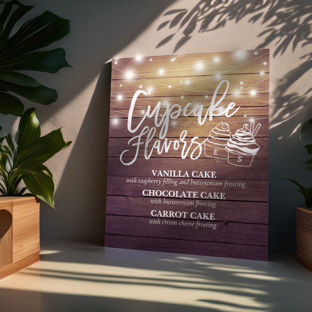 Poster Mariage Cupcake Flavers Couple Mason Jar Bois (Créateur téléchargé)