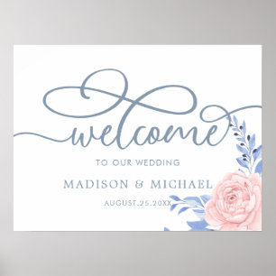 Poster Mariage d'accueil de  de cadre géométrique rose