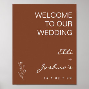 Poster Mariage d'accueil minimaliste en terre cuite