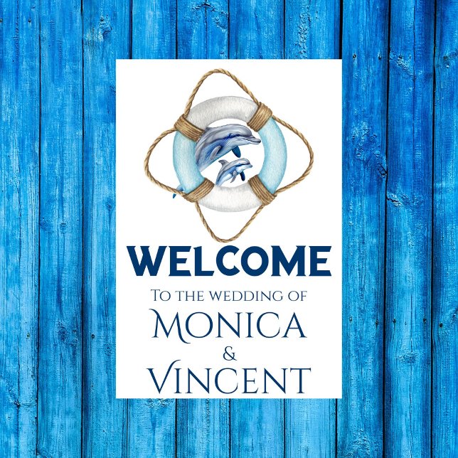 Poster Mariage d'accueil nautique aquarelle (Créateur téléchargé)