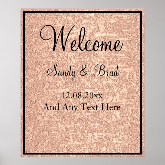 Poster Mariage d'accueil personnalisé Chic Rose Gold (Devant)