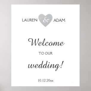 Poster Mariage d'accueil signe argent coeur de parties sc