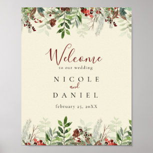 Poster Mariage d'accueil   Symbole d'hiver Berry