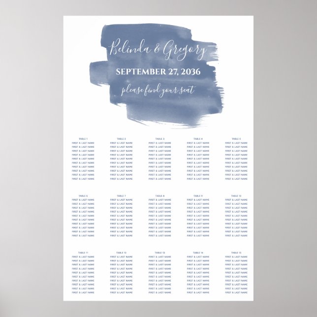 Poster Mariage d'aquarelle bleu foncé (Devant)