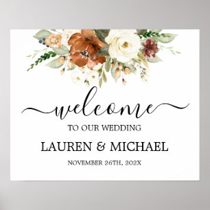 Poster Mariage d'aquarelle de rouille d'automne
