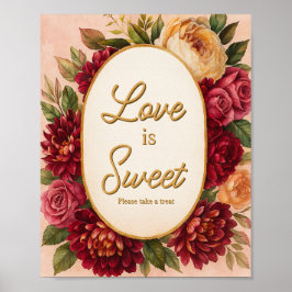 Poster Mariage d'aquarelle florale de Bourgogne