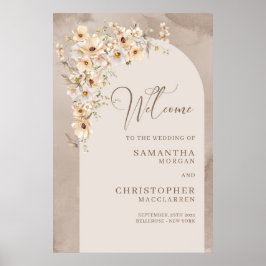 Poster Mariage d'arche fleur sauvage à l'aquarelle tendan