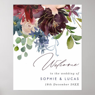 Poster Mariage de automne Floral de Bourgogne et Marine B