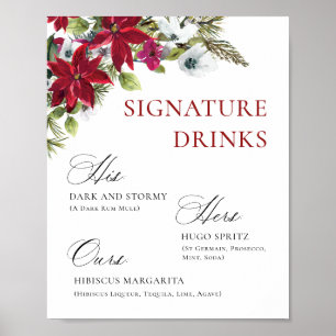 Poster Mariage de bar Mimosa au poinsettia rouge élégant