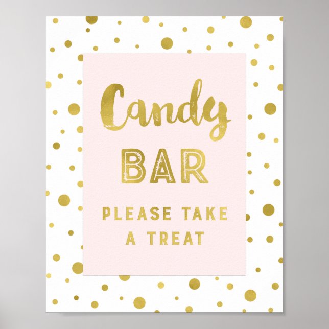 Poster Mariage de barre de bonbons Signal rose Gold Strip (Devant)