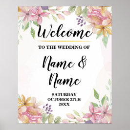 Poster Mariage de bienvenue Aquarelle Floral Poste