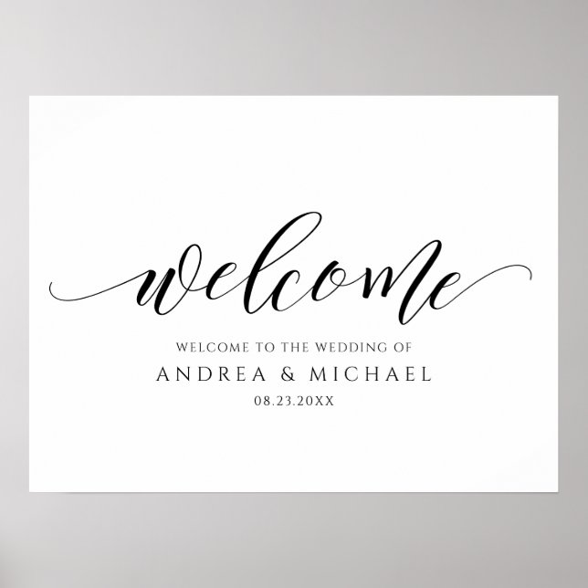 Poster Mariage de bienvenue Calligraphie moderne Shower d (Devant)