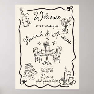 Poster Mariage de bienvenue de Hannah arbalète ondulée