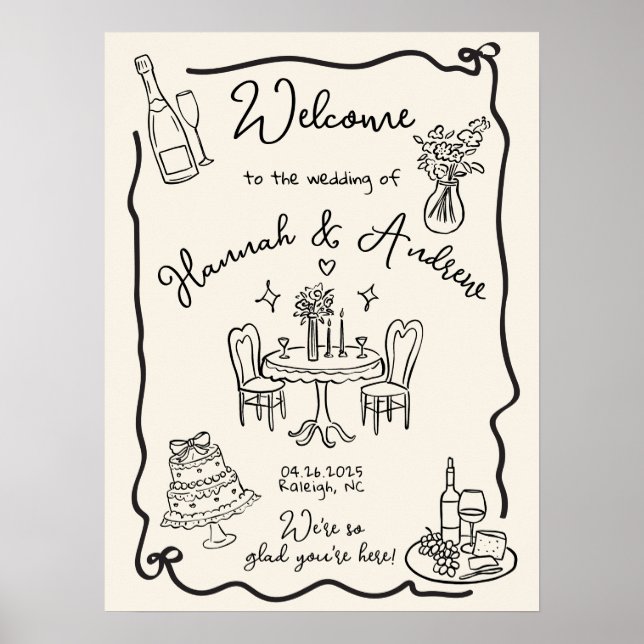 Poster Mariage de bienvenue de Hannah arbalète ondulée (Devant)