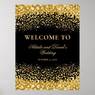 Poster Mariage de bienvenue de la Parties scintillant d'o