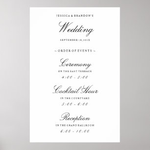 Poster Mariage de bienvenue élégant Ordre des événements