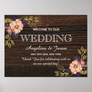 Poster Mariage de bienvenue en bois rustique