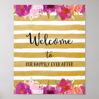 Poster Mariage de bienvenue Fleurs Imprimer