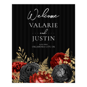 Poster Mariage de bienvenue gothique rouge et noir