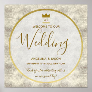 Poster Mariage de bienvenue or élégant