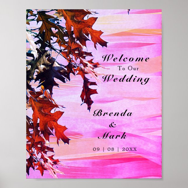Poster Mariage de bienvenue Orange Rose Swirl (Devant)