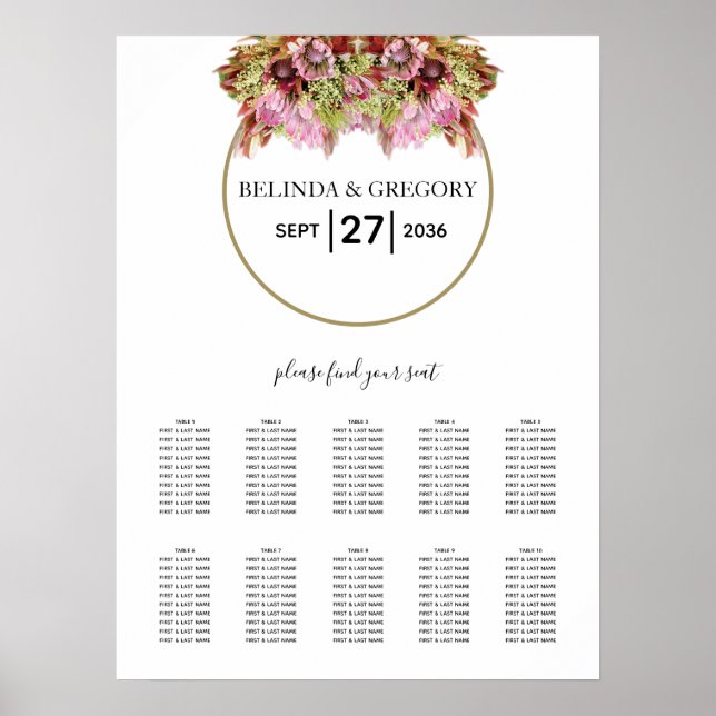 Poster Mariage de bouquet de fleurs sauvages rustiques (Devant)