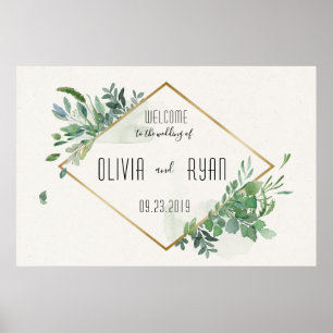 Poster Mariage de cadre Gold Greenery
