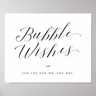 Poster Mariage de calligraphie - Bulles nouvellement mari