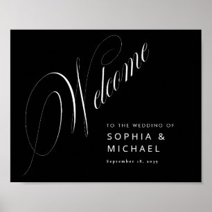 Poster Mariage de calligraphie de script romantique Affic