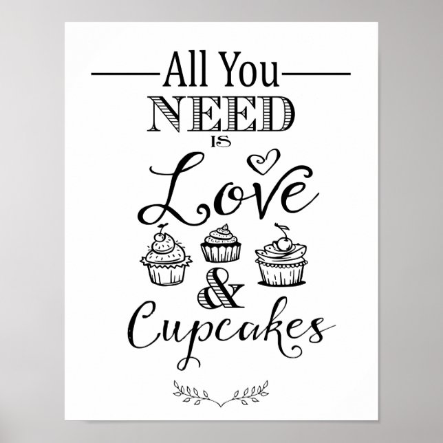 Poster Mariage de calligraphie moderne CupCake signe impr (Devant)