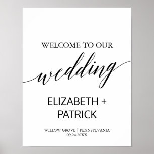 Poster Mariage de calligraphie noir et blanc élégant