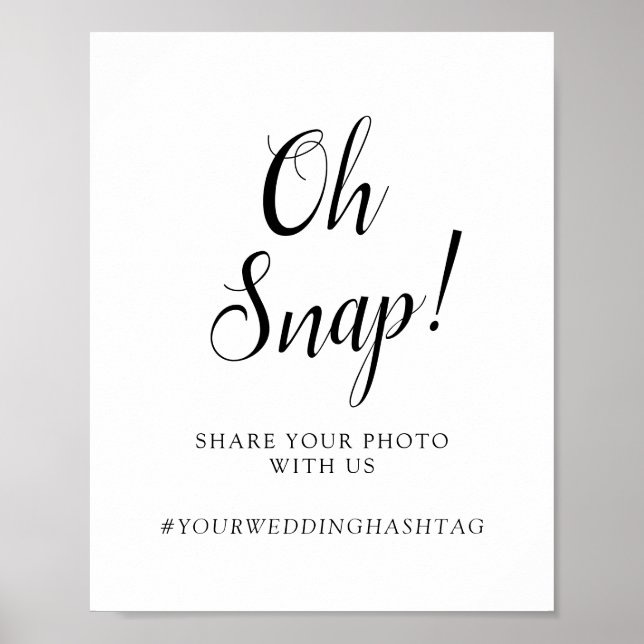Poster Mariage de calligraphie "Oh Snap !" Plaque (Devant)