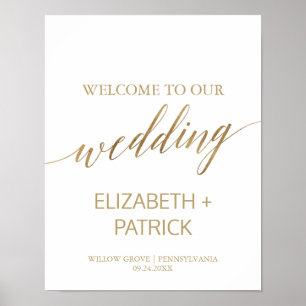 Poster Mariage de calligraphie or élégant