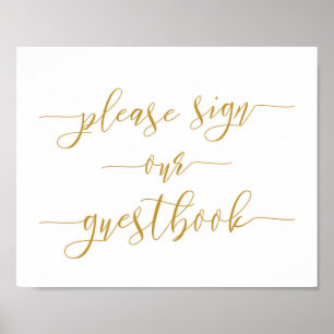 Poster Mariage de calligraphie or Signer Notre Livre d'In