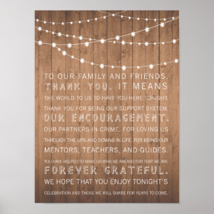 Poster Mariage de céréales de bois merci signe rustique