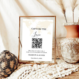 Poster Mariage de code QR de l'amour de destination