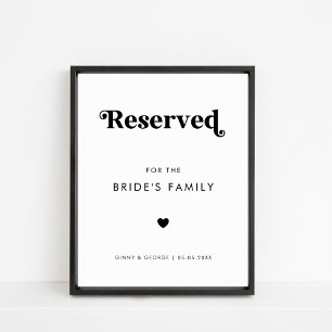 Poster Mariage de coeur de script rétro en gras réservé p